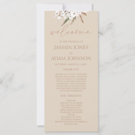 Boho Terracotta Beige séché Floral Programme de ma (Devant)