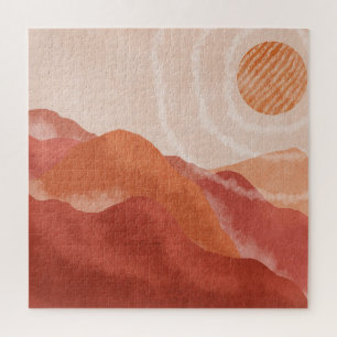 Boho terracotta bergen, abstract poster. legpuzzel