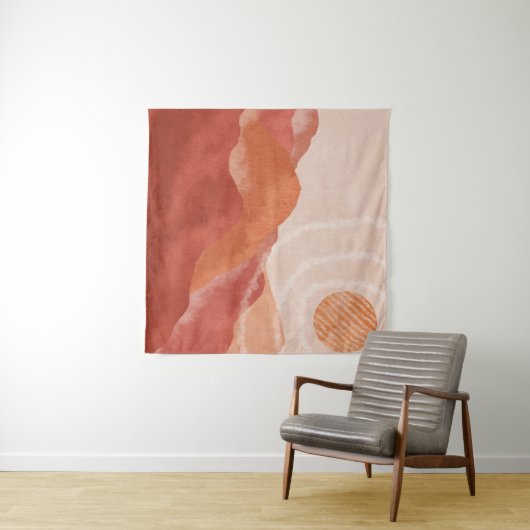 Boho terracotta bergen, abstract poster. wandkleed (In Situ (horizontaal))