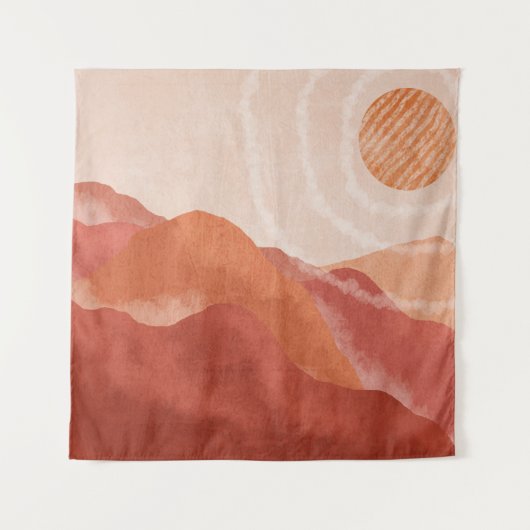 Boho terracotta bergen, abstract poster. wandkleed (Voorkant)