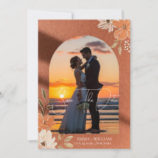 Boho Terracotta Bloem Boog Foto Save The Date