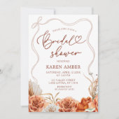 Boho Terracotta Bloemachtige Bruiloftsborrel Kaart (Voorkant)