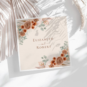 Boho Terracotta Bloemen Pampas Gras Bruiloft Servet