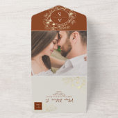 Boho Terracotta Bloemenbruiloft All In One Uitnodiging (Buitenkant)