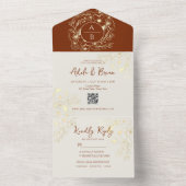 Boho Terracotta Bloemenbruiloft All In One Uitnodiging (Binnen)