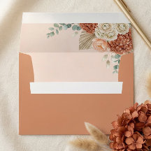 Boho Terracotta Bloemige Herfst Bruiloft Envelope
