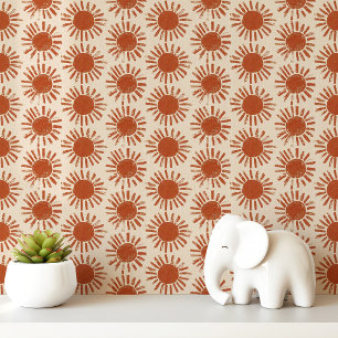 Boho Terracotta Blokprint Zonnepaneel Behang