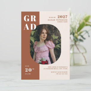 Boho Terracotta Bold Typografie Foto Afstuderen Kaart