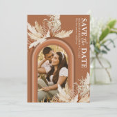 Boho Terracotta Boog Foto Save The Date (Staand voorkant)