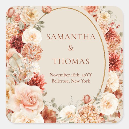 Boho terracotta bordeaux bloemeneucalyptus sticker (Voorkant)