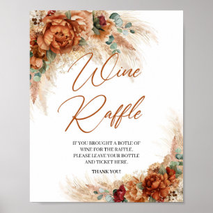 Boho terracotta bordeauxrode bloemrijke pampas Wij Poster