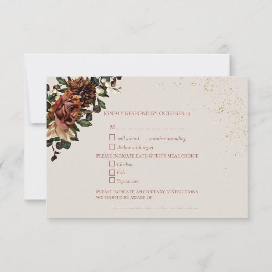 Boho Terracotta Botanical Floral Gold RSVP (Achterkant)