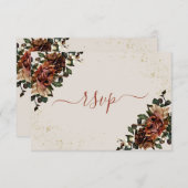 Boho Terracotta Botanical Floral Gold RSVP (Voorkant / Achterkant)