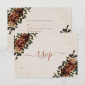 Boho Terracotta Botanique Floral Or RSVP (Devant / Derrière)