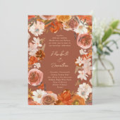 Boho Terracotta Bouquet Abundance Wedding Kaart (Staand voorkant)