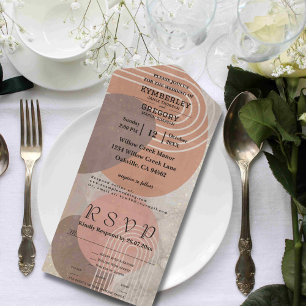 Boho Terracotta Brown Abstracte minimalistische we All In One Uitnodiging