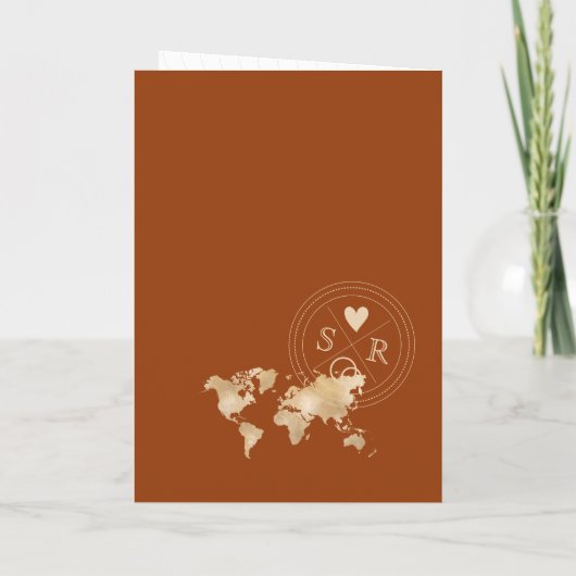 Boho Terracotta Bruiloft Paspoort Wereldkaart QR C (Achterkant)