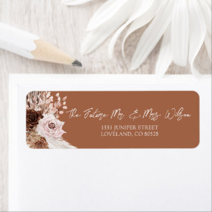 Boho Terracotta Bruiloft Uitnodiging Retouradres Etiket