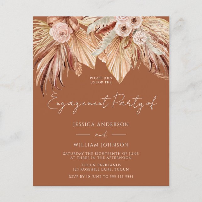 Boho Terracotta Budget Engagement Party (Voorkant)