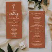 Boho Terracotta Burnt Orange Wedding Programme