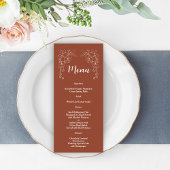 Boho Terracotta Burnt Sinaasappel Bloemen Bruiloft Menu