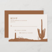 Boho Terracotta Cactus Desert Wedding RSVP Kaartje (Voorkant / Achterkant)
