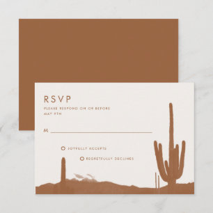 Boho Terracotta Cactus Woestijn Bruiloft RSVP Kaartje