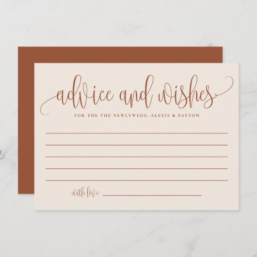 Boho Terracotta Calligraphy Wedding Advieskaart (Voorkant / Achterkant)