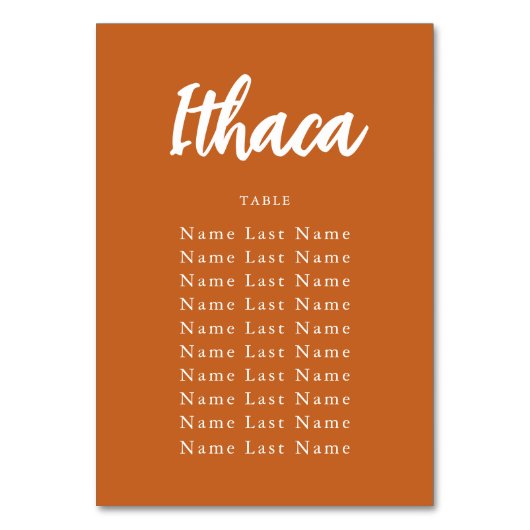 Boho Terracotta Custom Table Name Seating Chart Kaart (Achterkant)