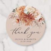 Boho Terracotta Dahlia Roos bruiloft Dank u Bedankjes Labels (Voorkant)