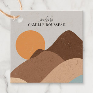 Boho Terracotta Desert Sun Mountains Abstract Bedankjes Labels