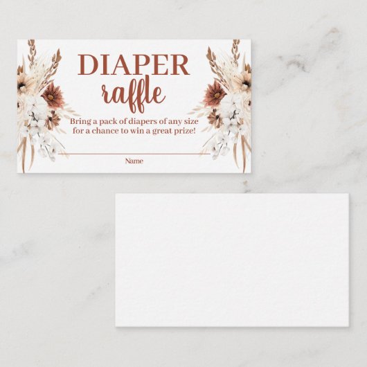 Boho Terracotta Diaper Raffle Enclosure Card Informatiekaartje (Voorkant / Achterkant)