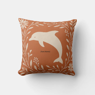 Boho Terracotta Dolphin Pillow | Add Text/Name Kussen