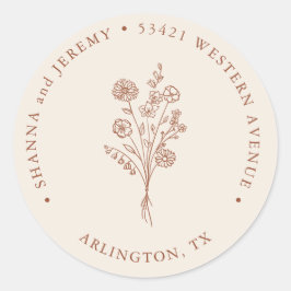 Boho Terracotta Elegant Minimal | Retouradres C Ronde Sticker