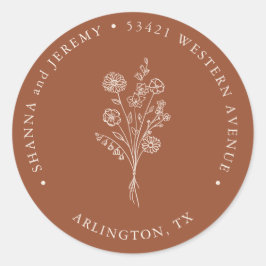 Boho Terracotta Elegant Minimal | Retouradres Ronde Sticker