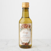 Boho Terracotta en bordeaux bloemen pampas gras Wijn Etiket (Voorkant)