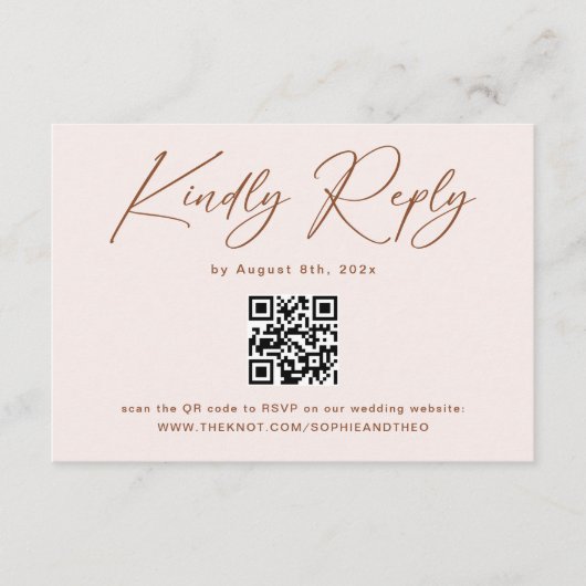 Boho Terracotta en Cream Bruiloft RSVP Qr Code Informatiekaartje (Voorkant)