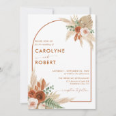 Boho Terracotta en Pampas Grass bruiloft Kaart (Voorkant)