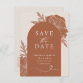 Boho Terracotta Faire-Part de Fleurs en Ligne Arch (Devant / Derrière)