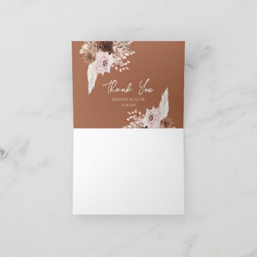 Boho Terracotta Fall Floral Mariage Merci (Intérieur)