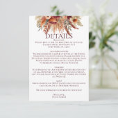 Boho Terracotta Fall Florals Pampas Grass Details Informatiekaartje (Staand voorkant)