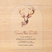 Boho Terracotta Fleurs Cerf Mariage Faire-Part de (Recto)