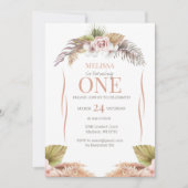 Boho Terracotta Floral 1er Anniversaire Invitation (Devant)