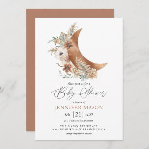 Boho Terracotta Floral Baby shower Invitation