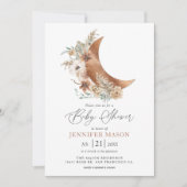 Boho Terracotta Floral Baby shower Invitation Kaart (Voorkant)