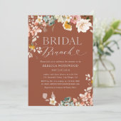 Boho Terracotta Floral Bridal Brunch Invitation (Debout devant)