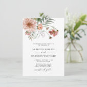 Boho Terracotta Floral Fall Wedding Kaart (Staand voorkant)