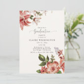 Boho Terracotta Floral Graduation Invitation (Debout devant)