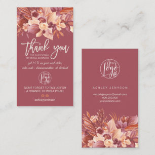 Boho terracotta floral logo orde dank u busine visitekaartje