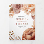 Boho Terracotta Floral Mason Jar QR Code Weddensch Drieluik Uitnodiging (Cover)